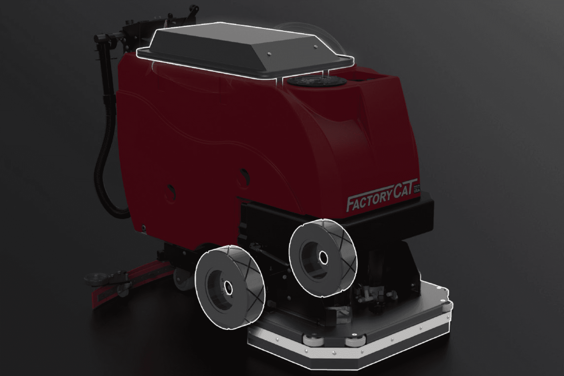 FactoryCat Floor Scrubber - Metal Lid / HD Wheels